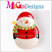 China Big Supplier Christmas Gift Snowman Design Ceramci Plate